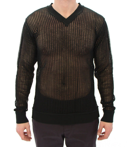 Dunkelgrüner Runway Netz Pullover Netzpullover