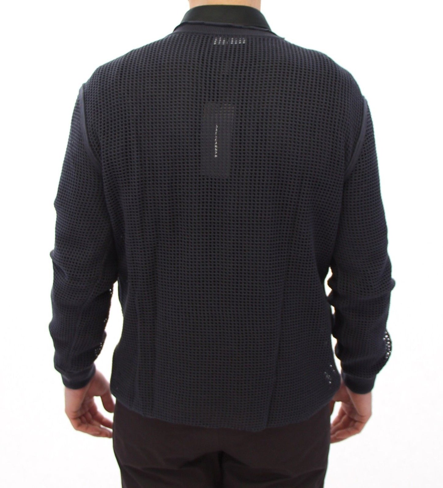 Blauer Runway Netz Pullover Netzpullover