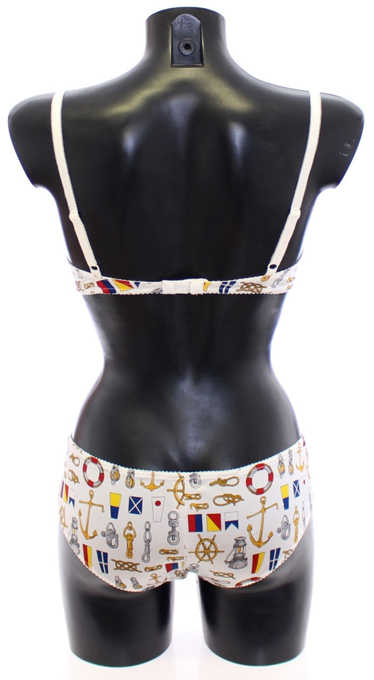 Weißer Matrosen-BH Panty Stretch-Unterwäsche