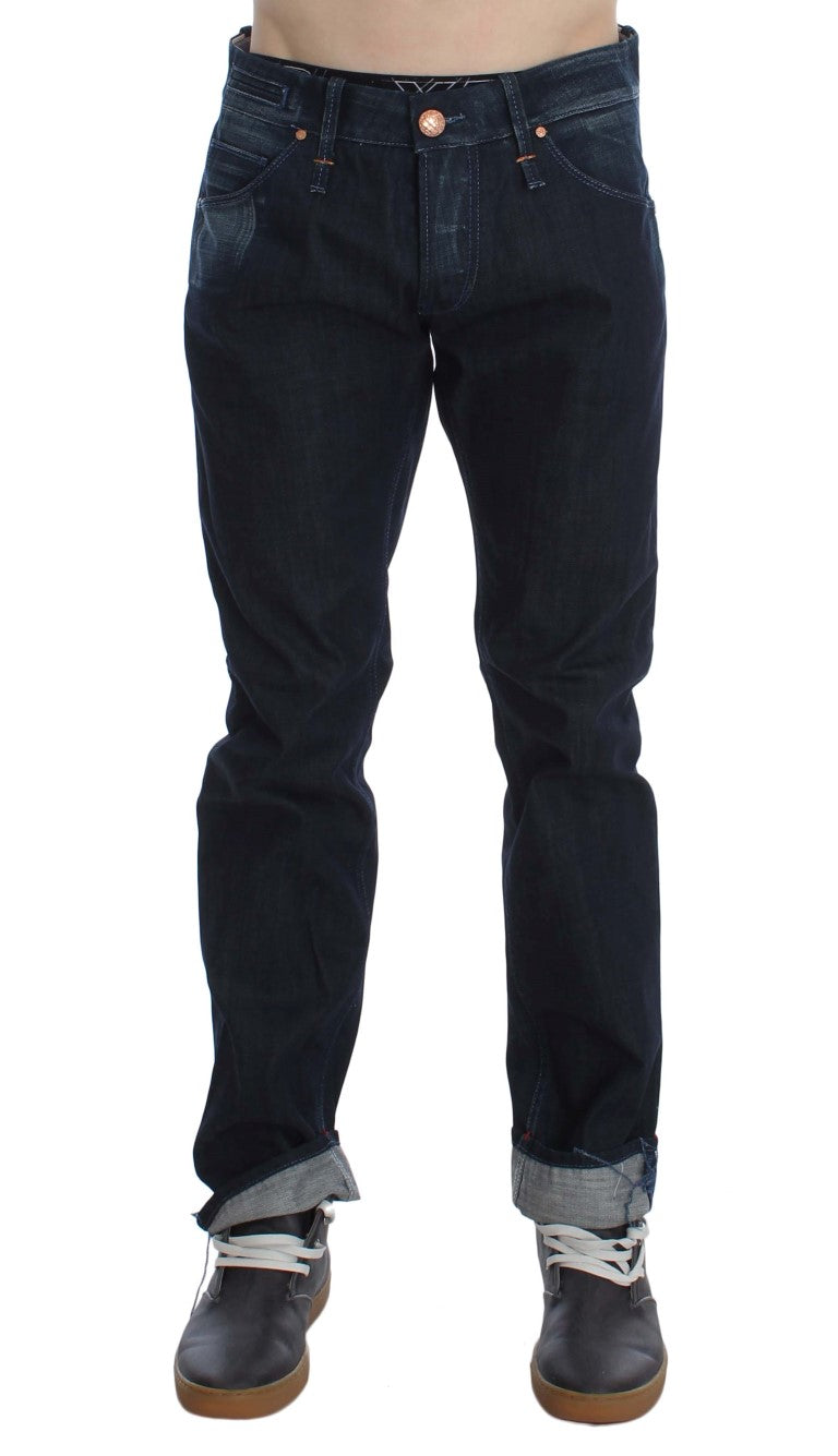 Blaue Baumwollwaschung Regular Straight Fit Jeans