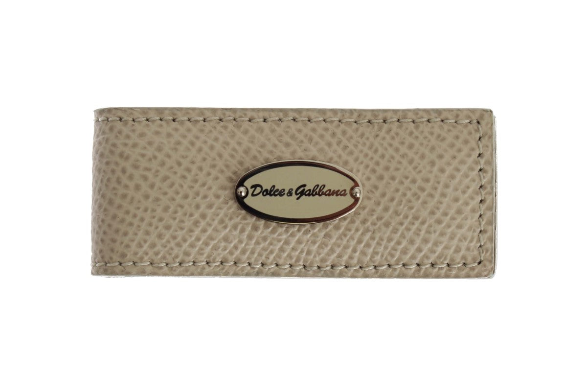 Beige Leder Magnet Geldklammer