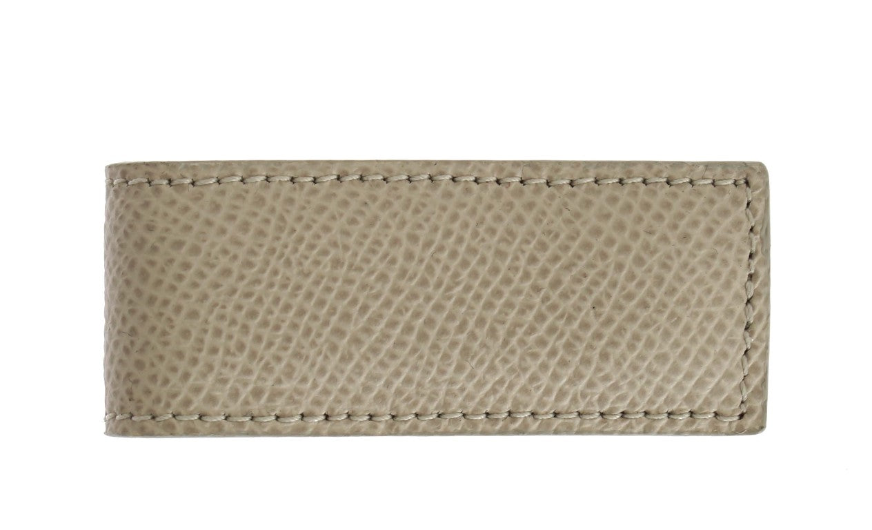Beige Leder Magnet Geldklammer