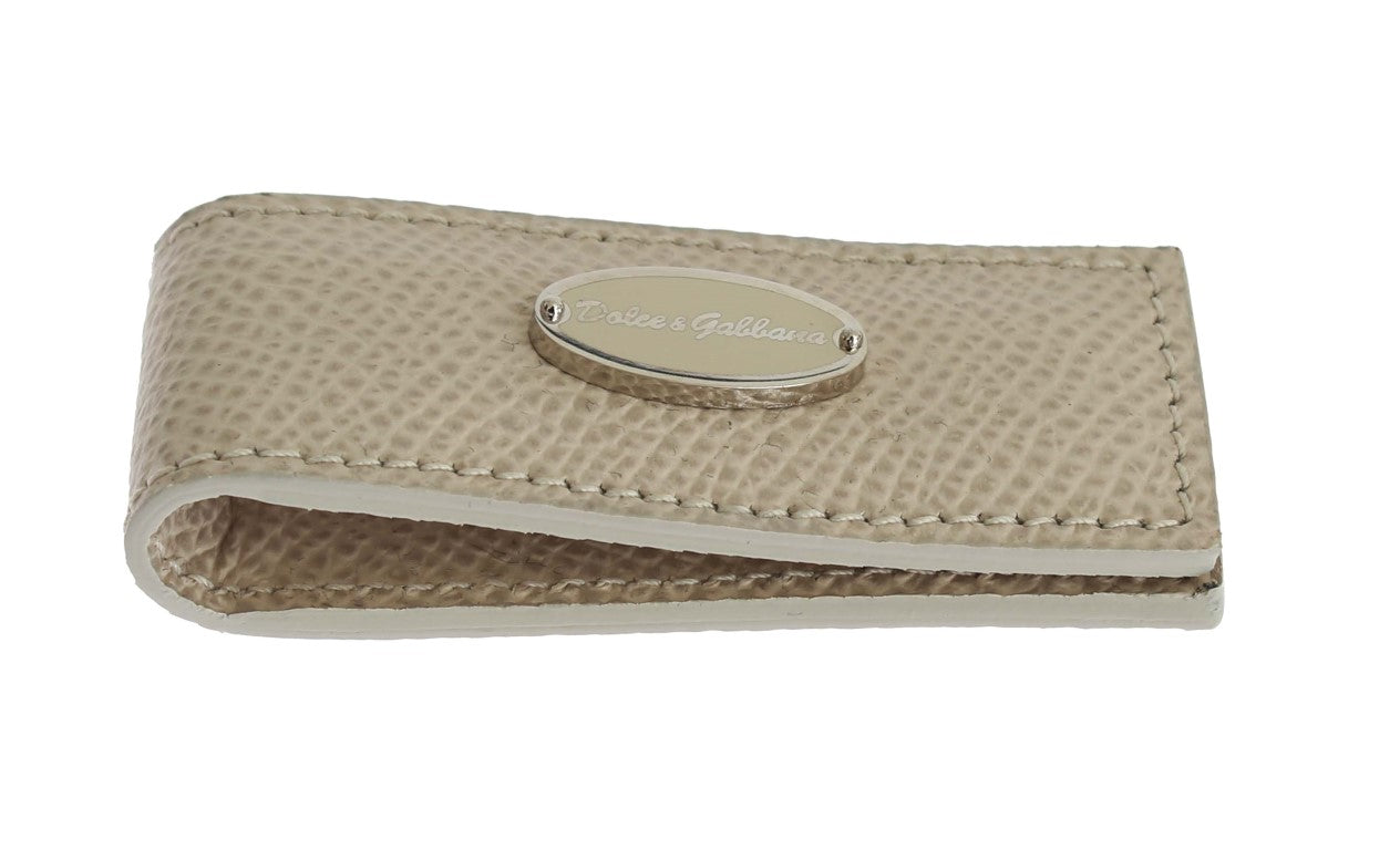 Beige Leder Magnet Geldklammer