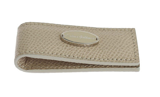 Beige Leder Magnet Geldklammer