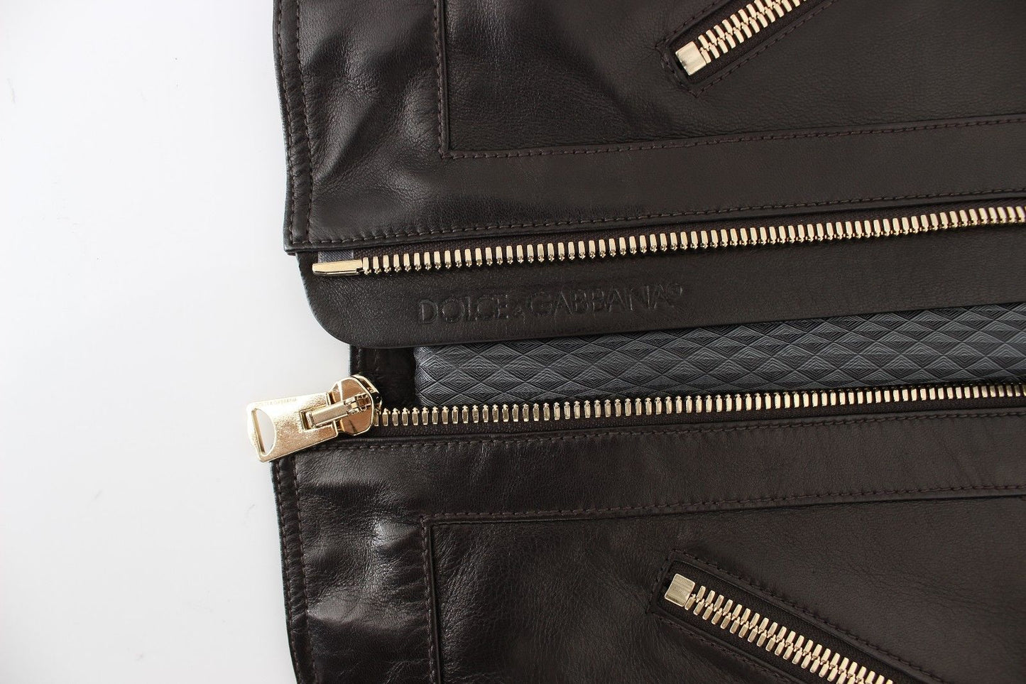 Braune Lammfell-Lederjacke mit Reißverschluss