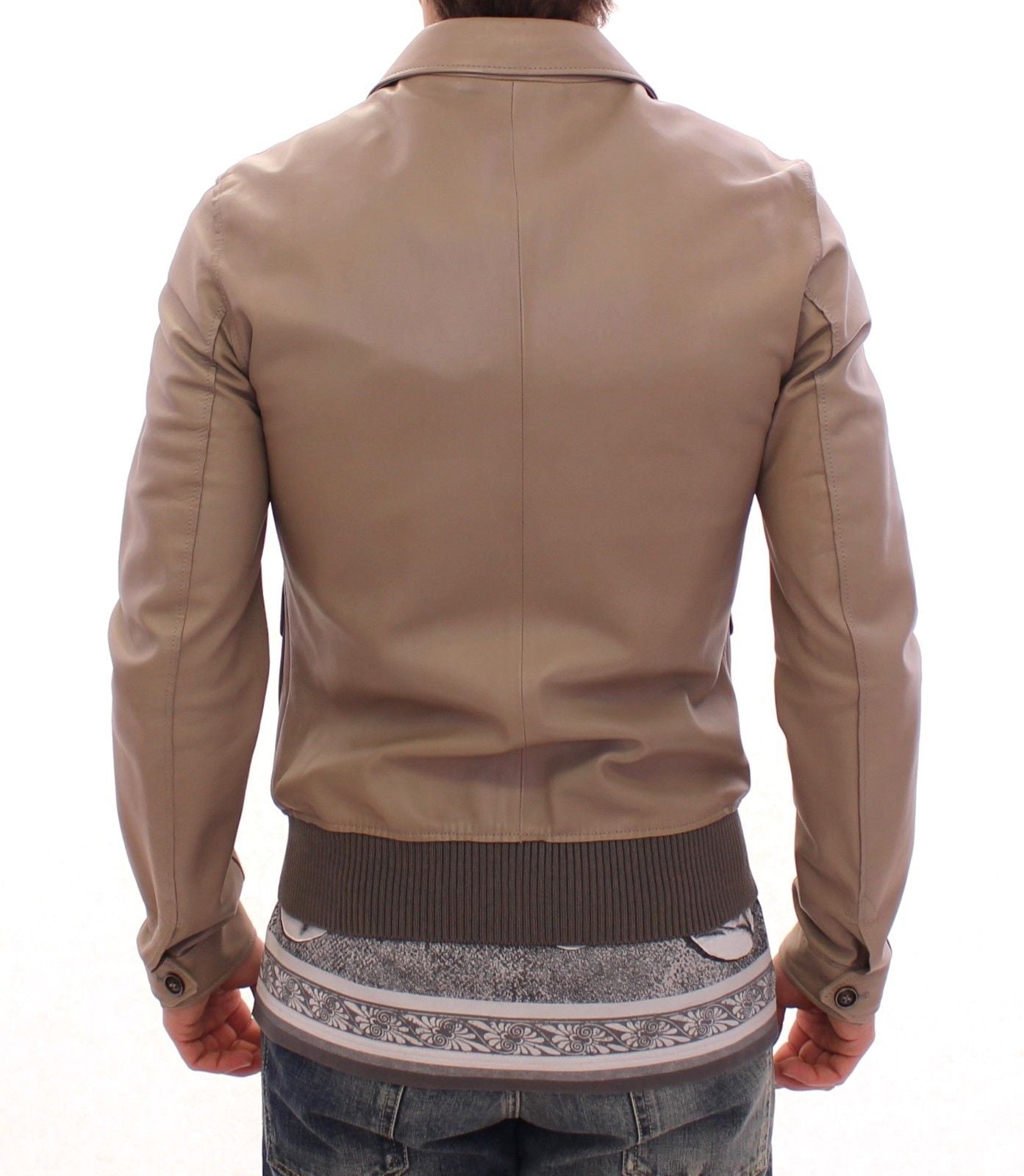 Beige Lederjacke Biker