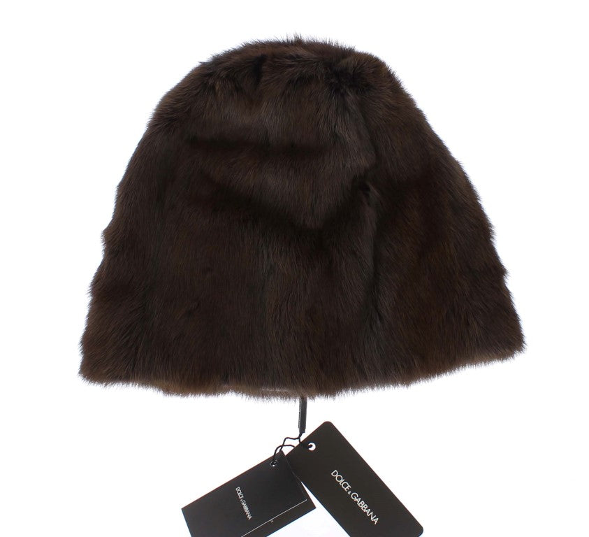 Braunes Wieselpelz Damen Kaschmirmütze Beanie