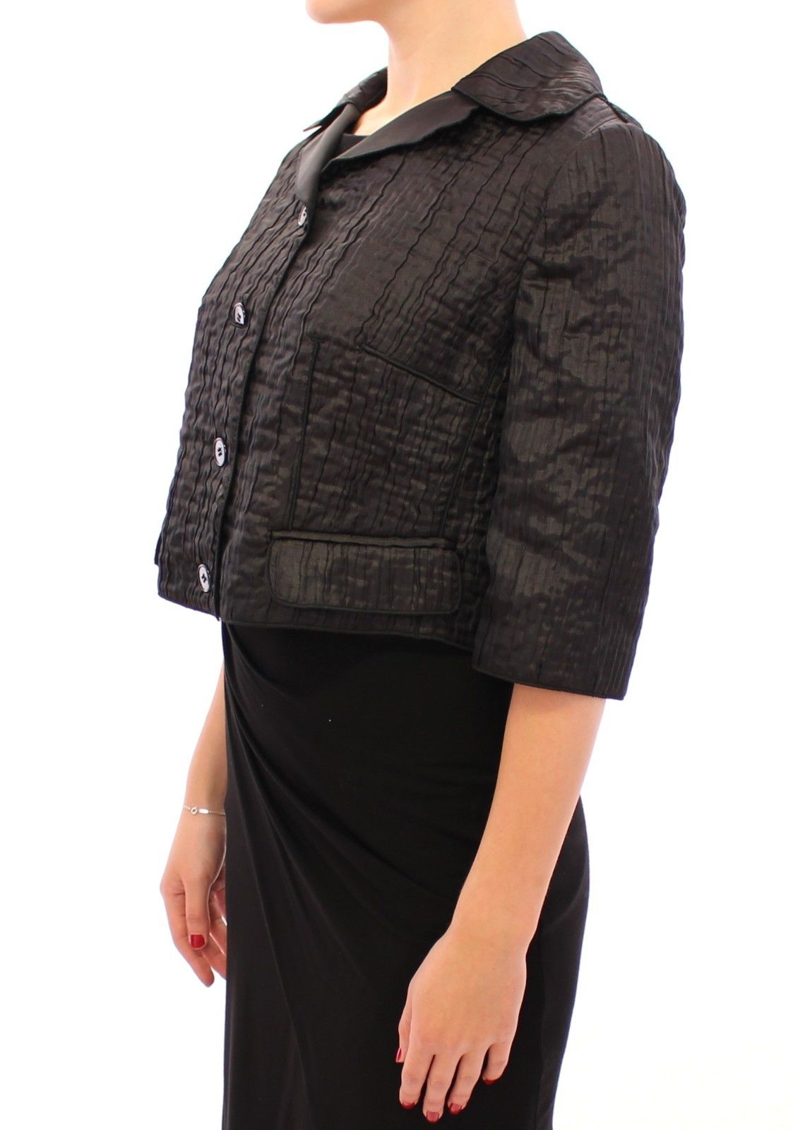 Schwarzer kurzer Bolero Shrug Jacke Mantel