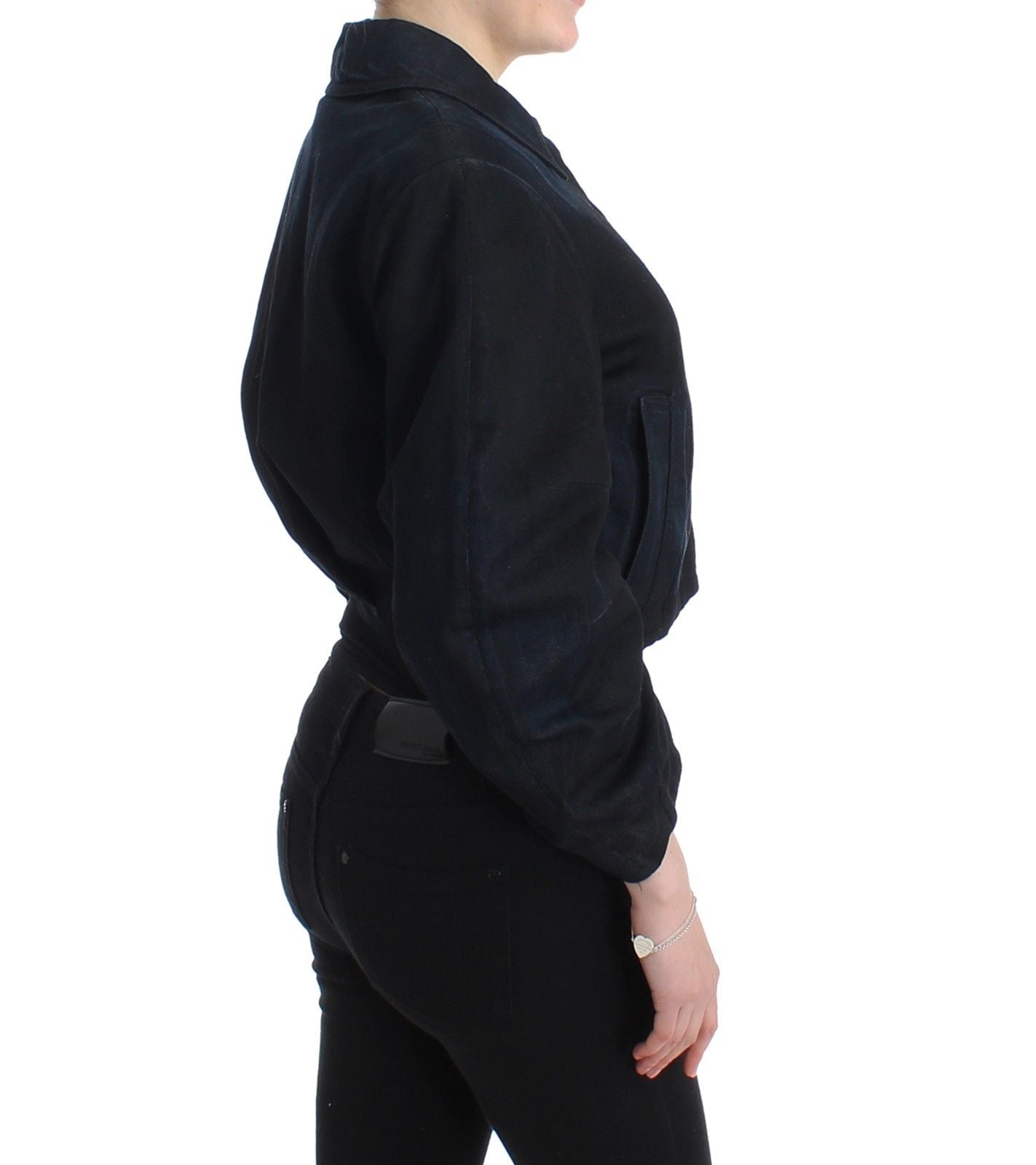 Blaue Jeansjacke Mantel Blazer Kurz 2 in 1