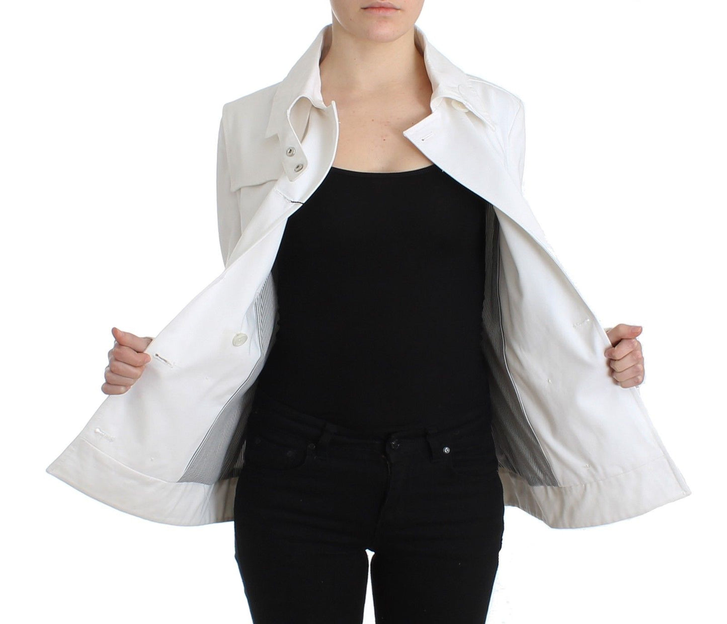 Weiße doppelreihige Jacke Mantel Blazer