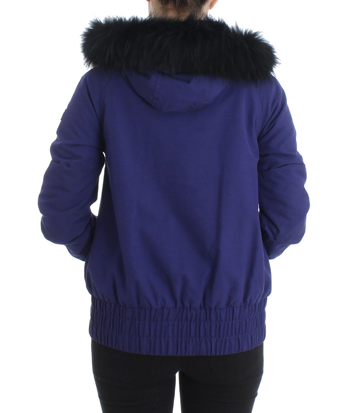 Blaue wattierte Jacke mit Kapuze Kurz K-Way