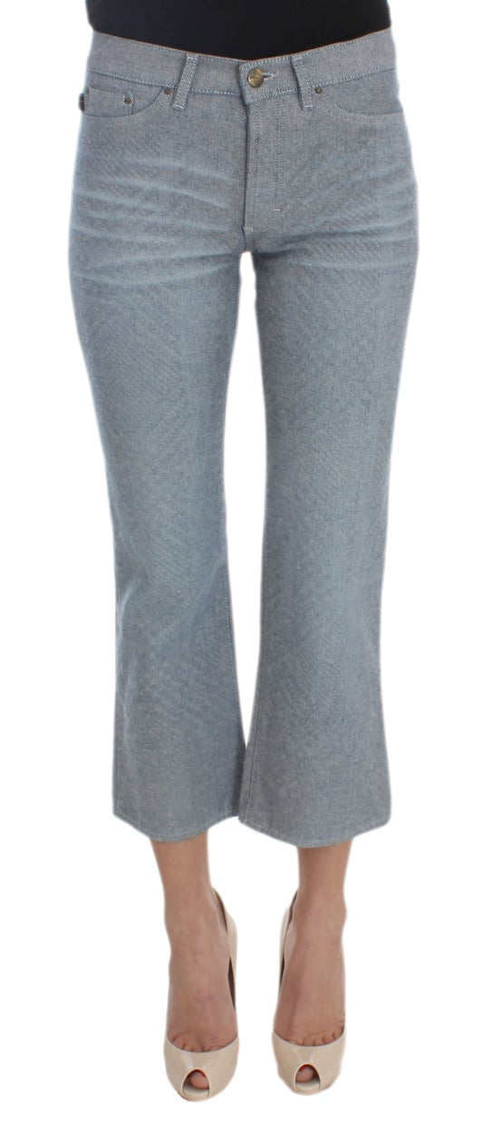 Blaue Baumwolle Slim Fit Denim Capri Cropped Jeans