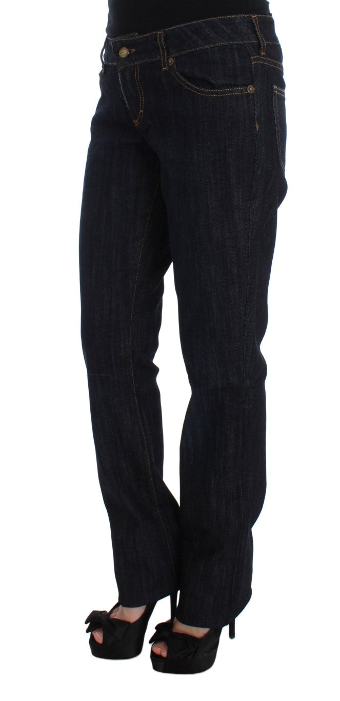 Blaue Straight Fit Stretch Jeans aus Baumwolle