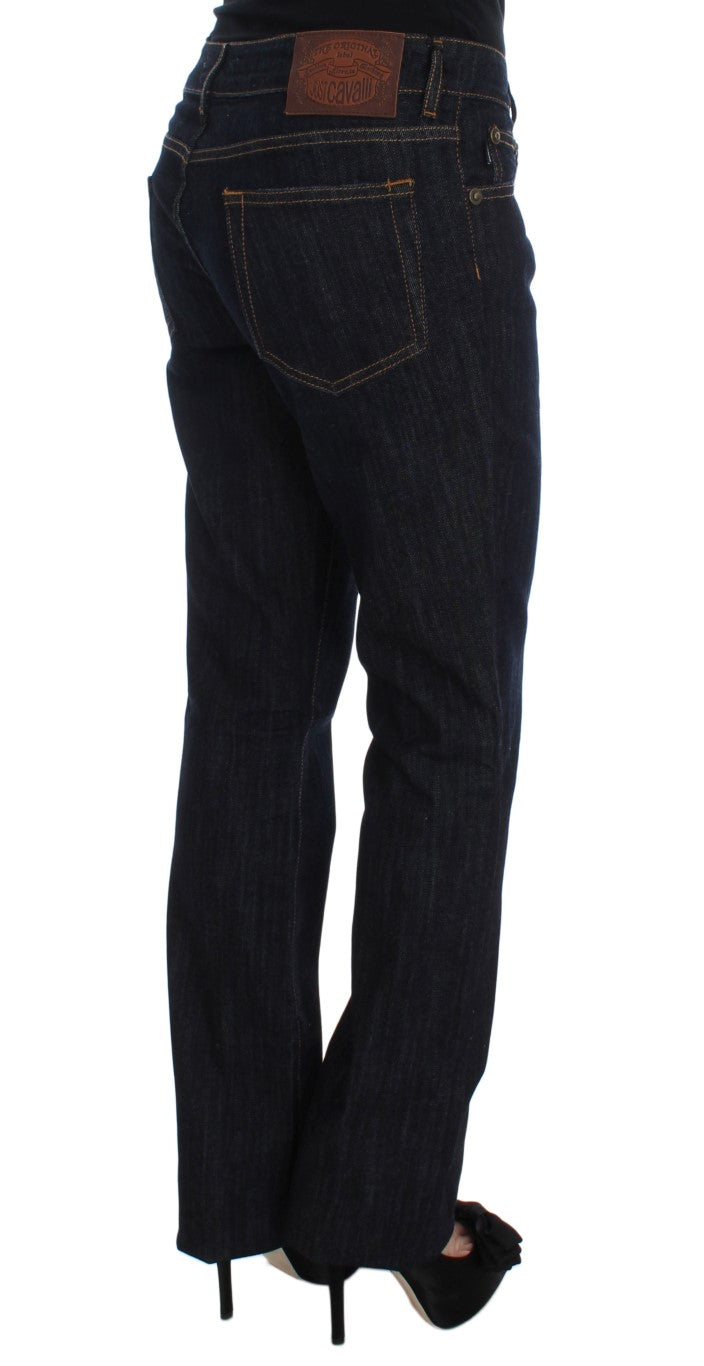 Blaue Straight Fit Stretch Jeans aus Baumwolle
