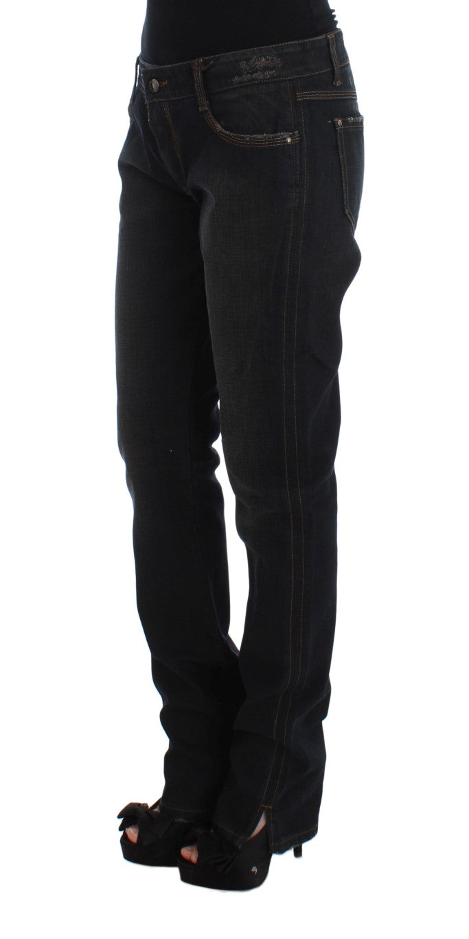 Boyfriend Jeans aus Baumwolle mit blauer Waschung