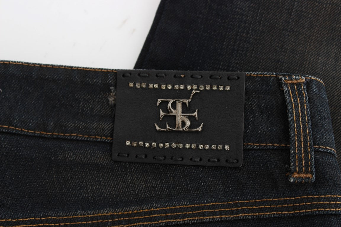 Boyfriend Jeans aus Baumwolle mit blauer Waschung