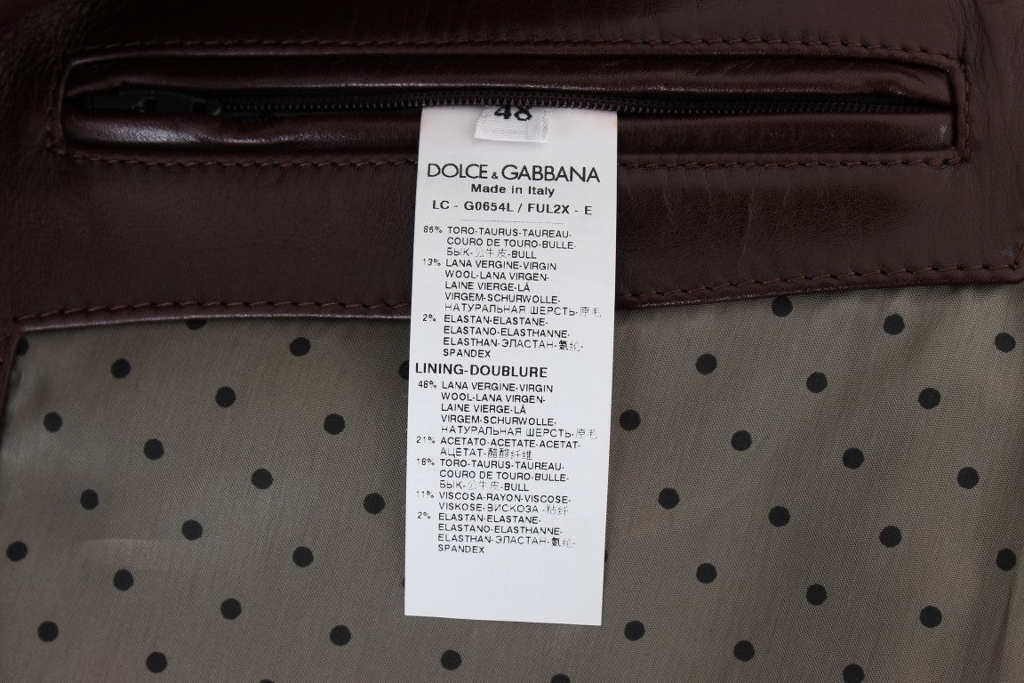 Braune doppelreihige Lederjacke