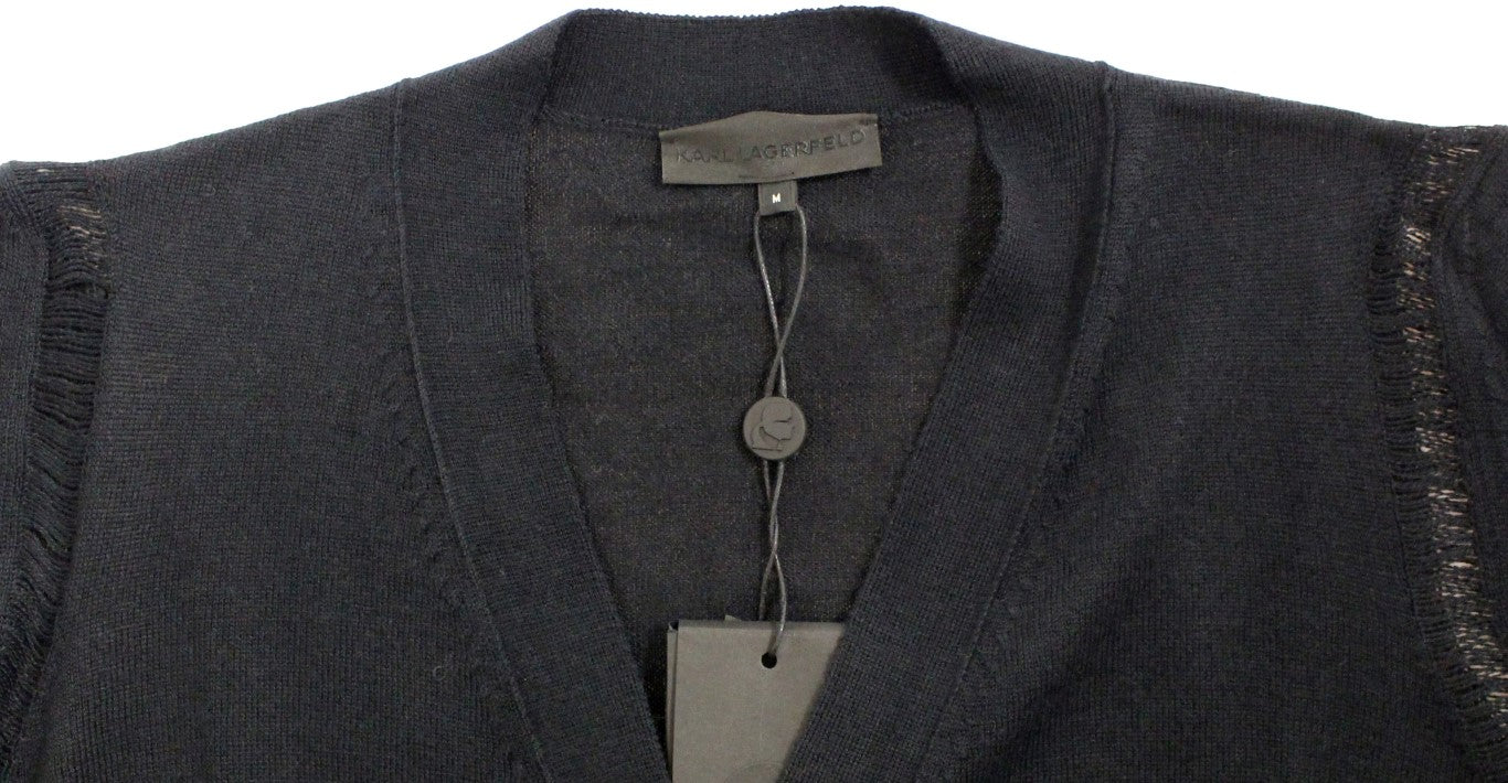 Schwarzer Strickpullover aus Wolle