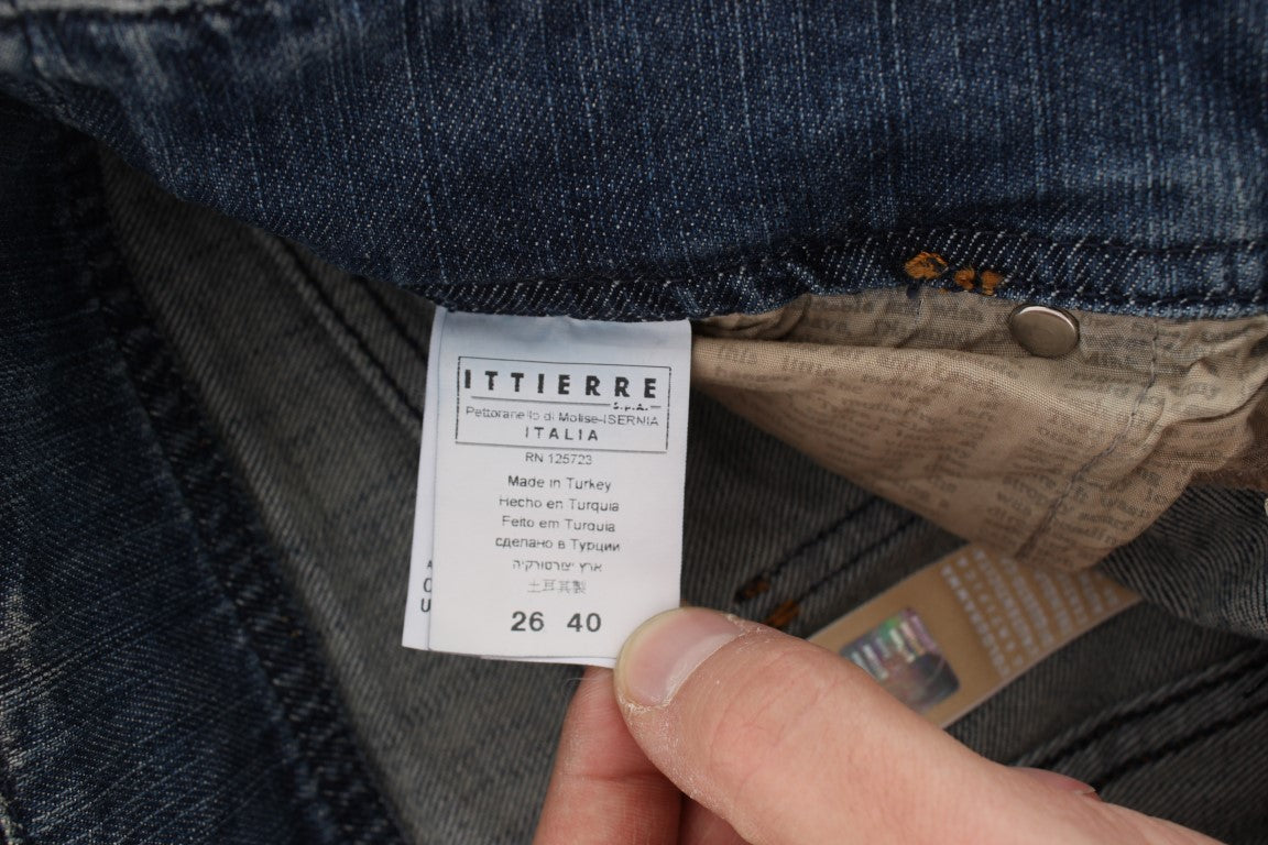 Blaue Baumwollmischung Slim Fit Bootcut Jeans