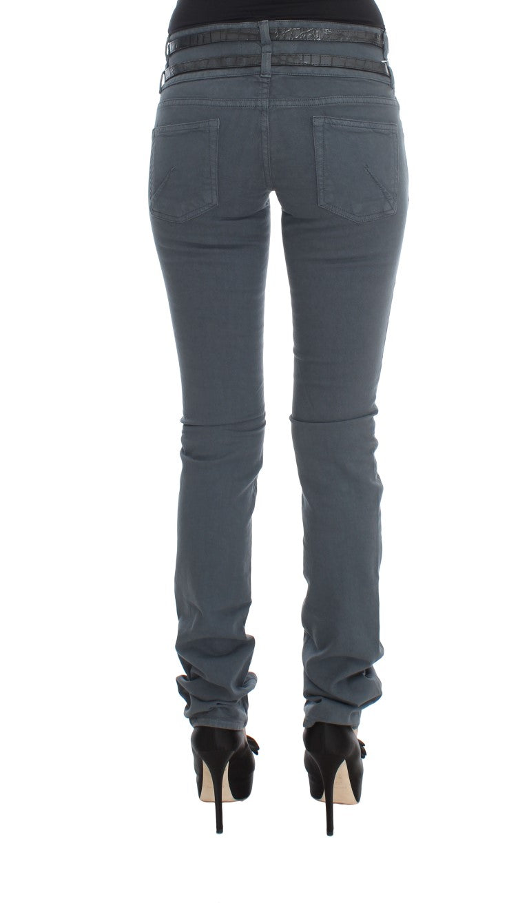 Blaue Baumwollmischung Slim Fit Jeans mit hoher Taille
