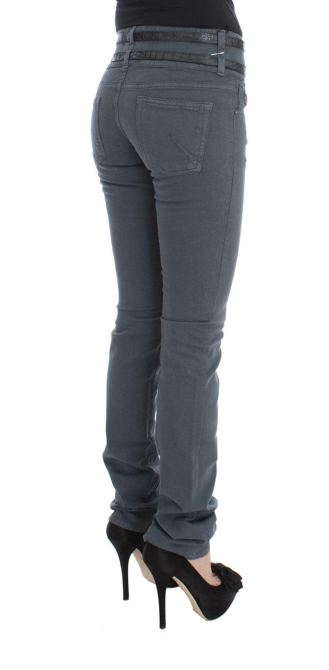 Blaue Baumwollmischung Slim Fit Jeans mit hoher Taille