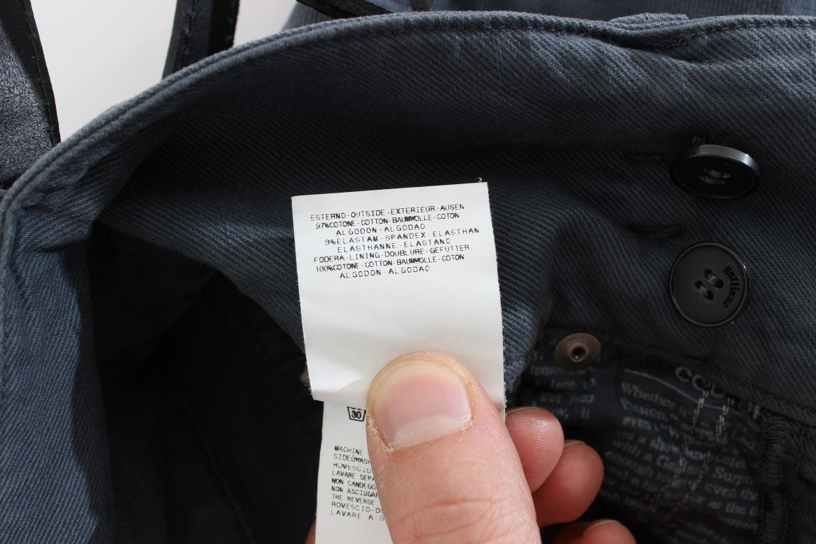 Blaue Baumwollmischung Slim Fit Jeans mit hoher Taille