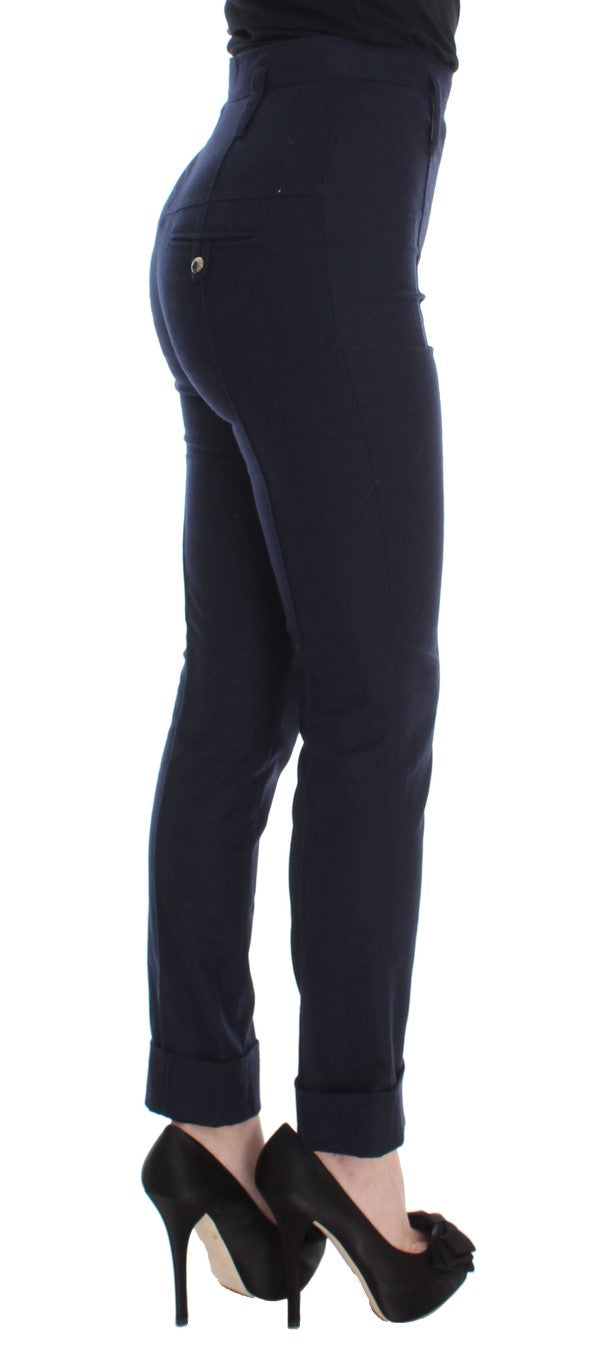 Blaue Schurwollhose Slim Fit Casual Pants
