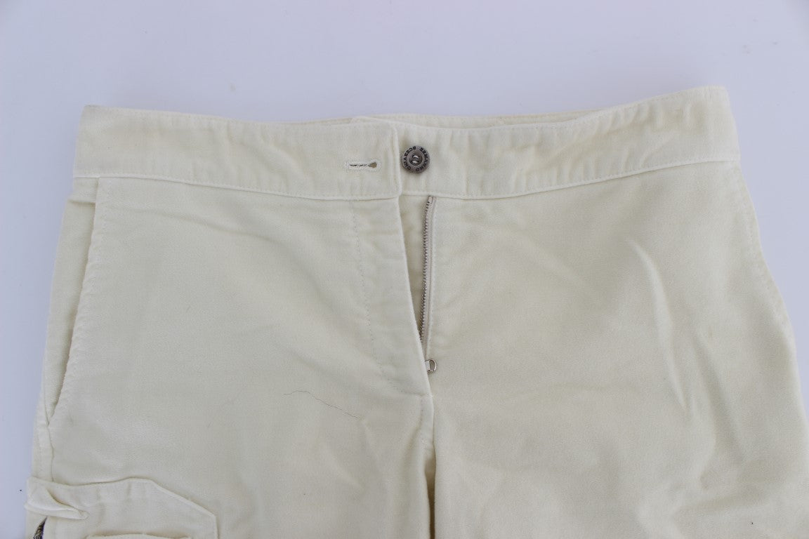 Beigefarbene Capri-Cargo-Hose aus Baumwolle