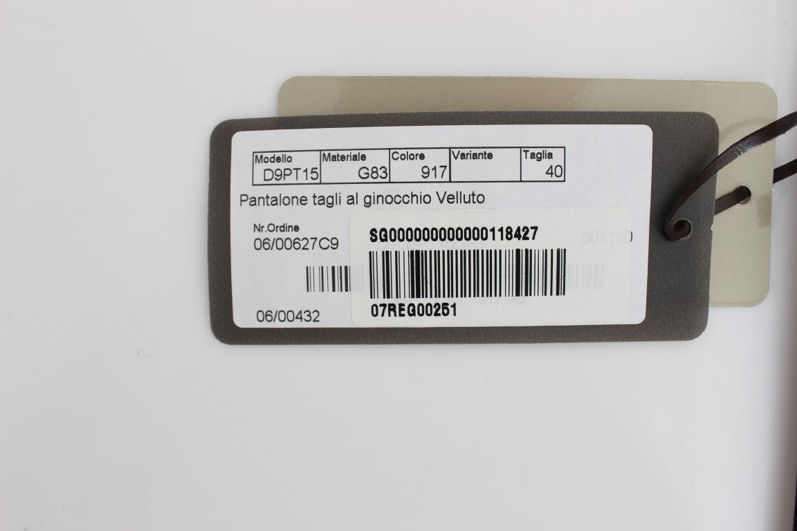 Braun Baumwolle Samt Zipper Slim Fit Hose