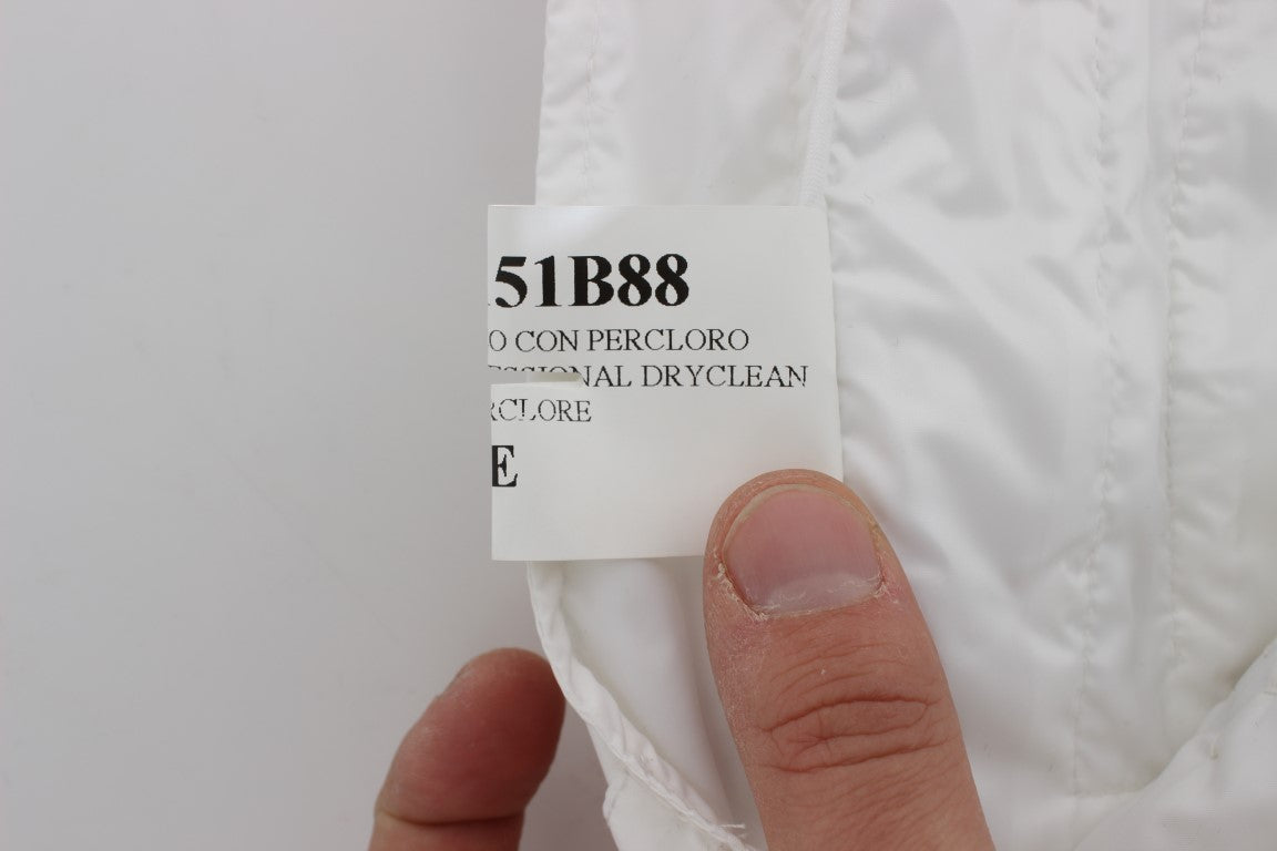 Weiße Nylon gepolsterte Slim Fit Cargohose