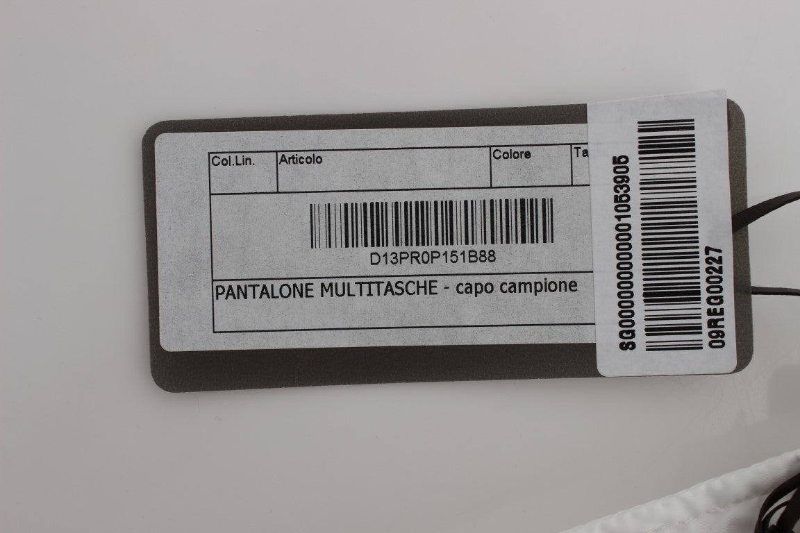 Weiße Nylon gepolsterte Slim Fit Cargohose