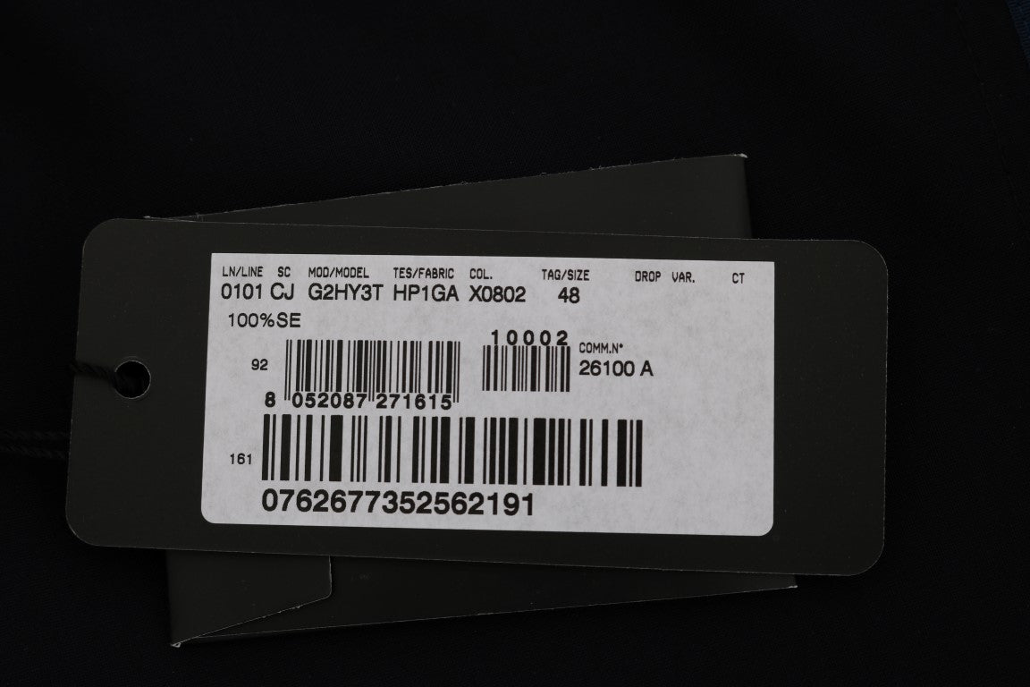 Blaue Seidenblaue Blazerjacke mit Vogeldruck