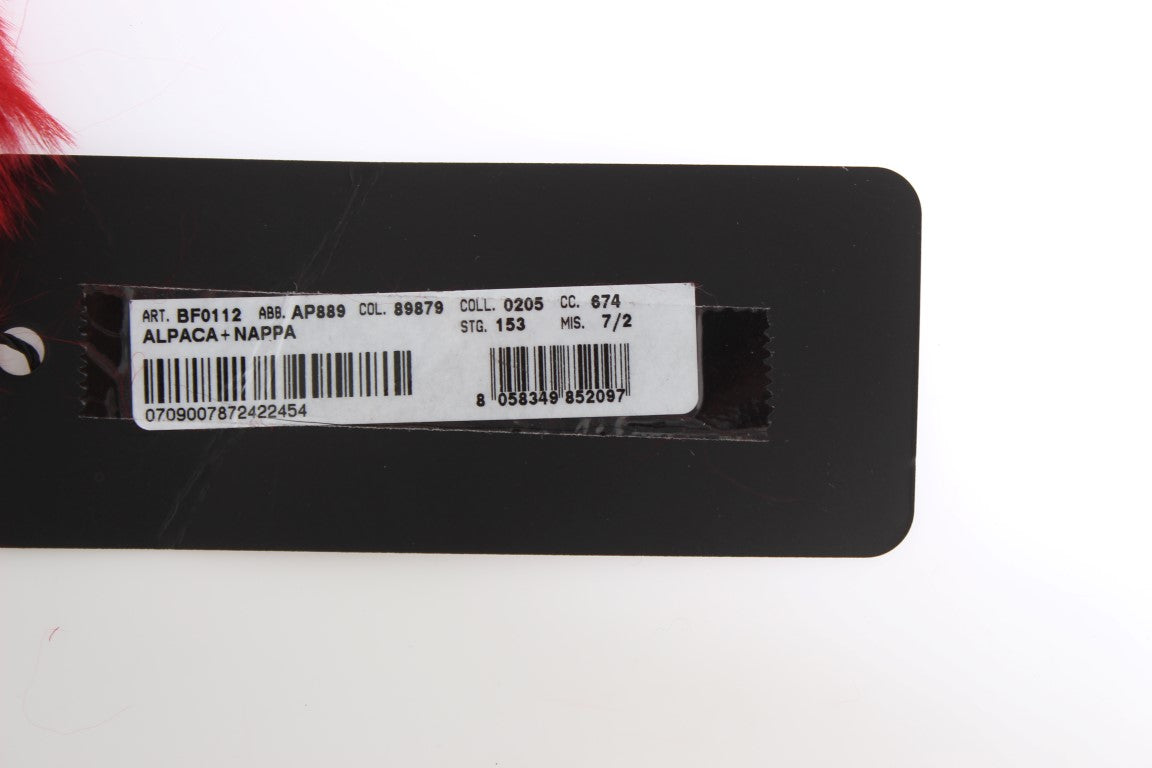 Braunes Leder Rotes Fell Ellenbogenhandschuhe