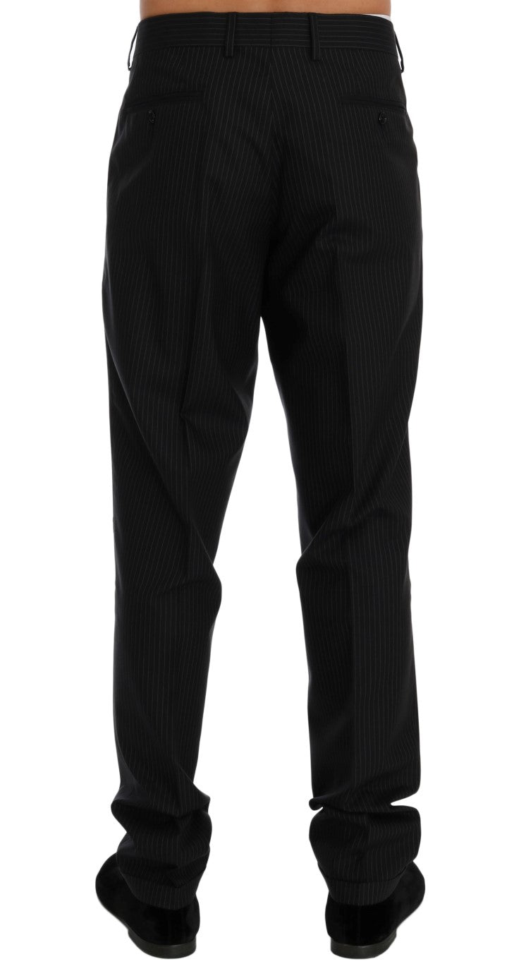 Blau gestreifte formelle Woll-Stretch-Hose