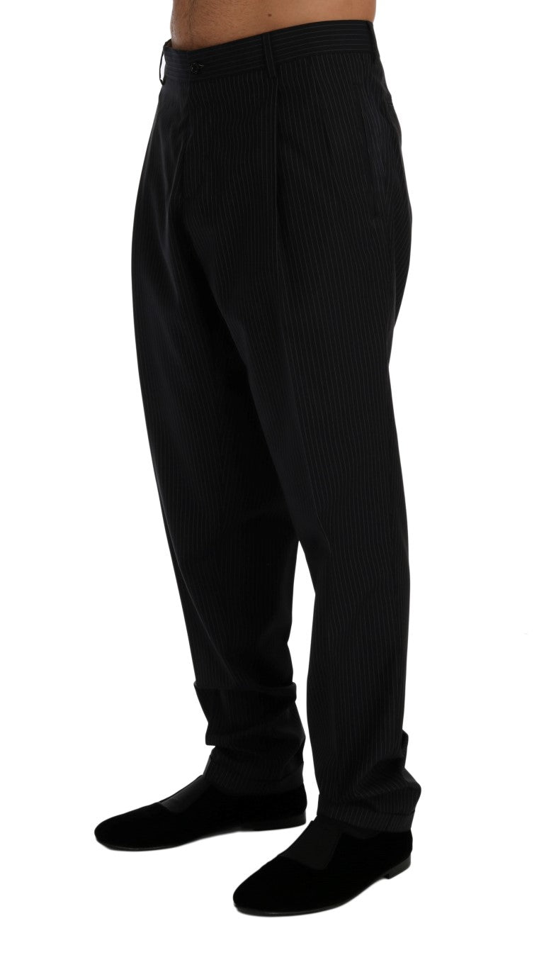 Blaue Woll-Stretch-Kleid-Hose