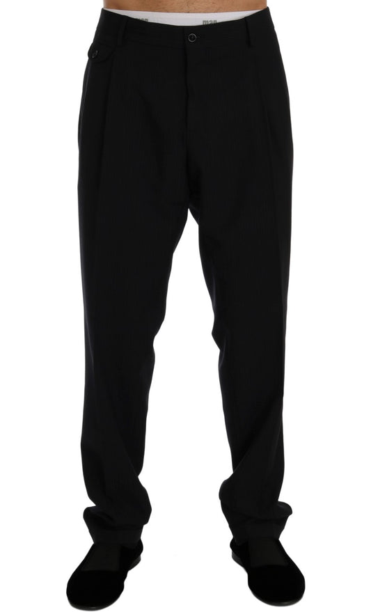 Blau gestreifte Stretch-Hose aus Wolle