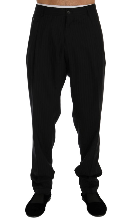 Blau gestreifte Stretch-Hose aus Wolle