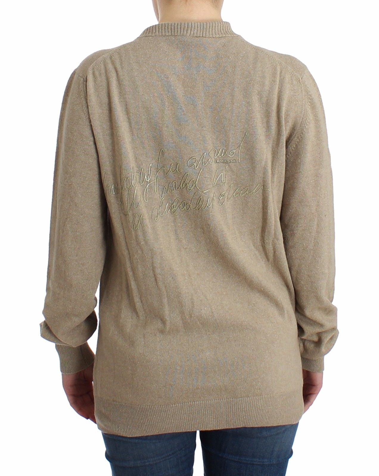 Beige Strickjacke Wolle Kaschmir Pullover Strick