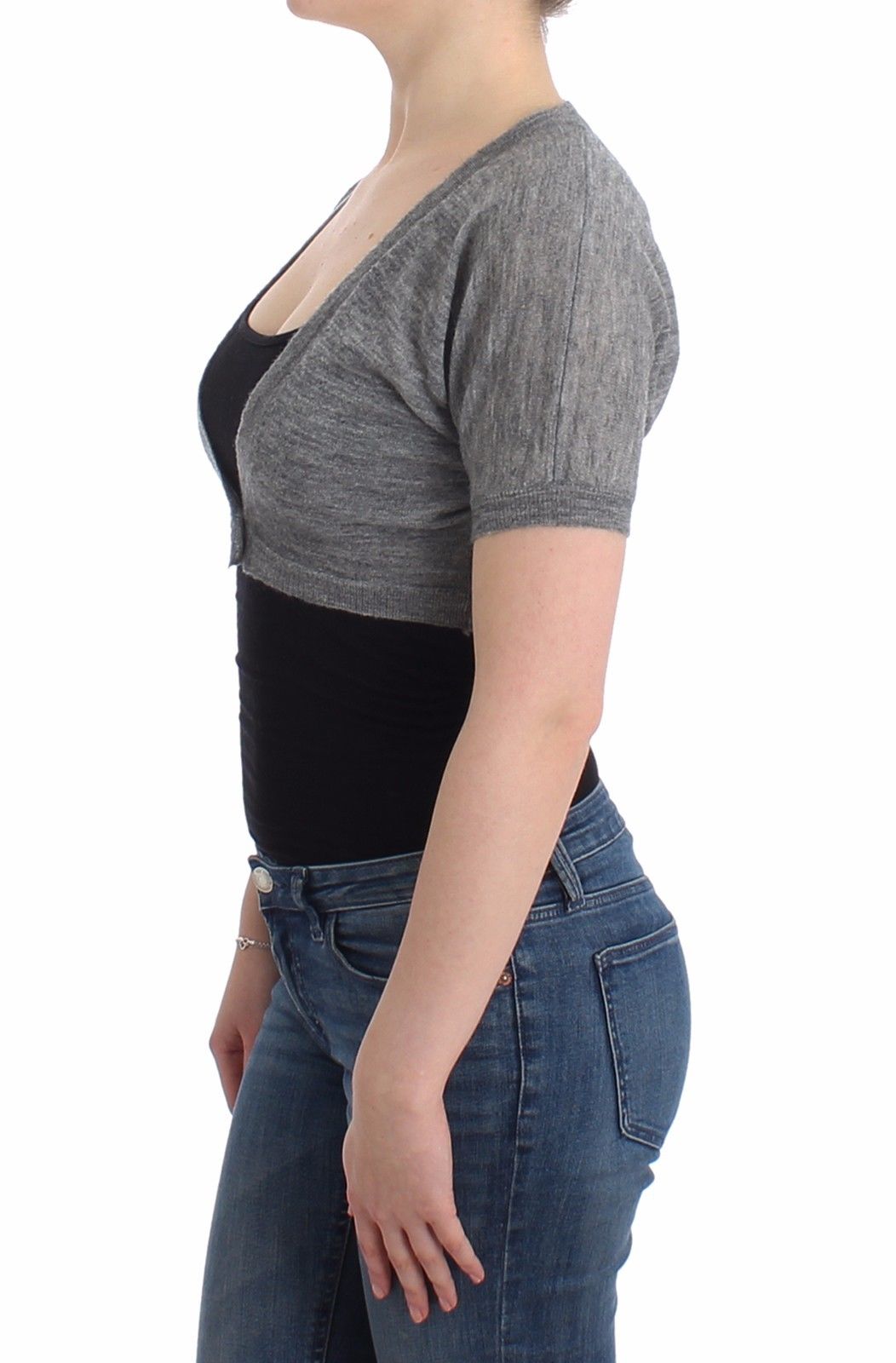 Dessous Strickpullover Strickjacke Bolero Grau