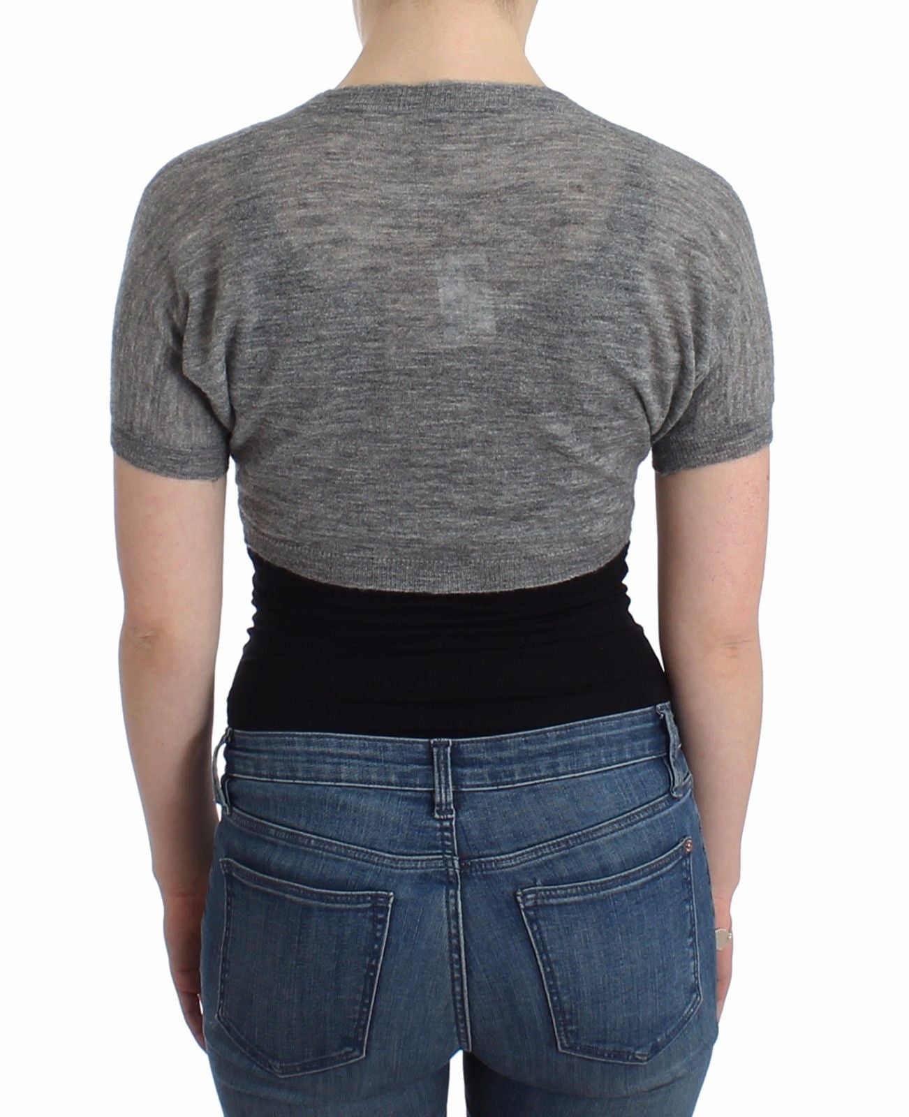 Dessous Strickpullover Strickjacke Bolero Grau