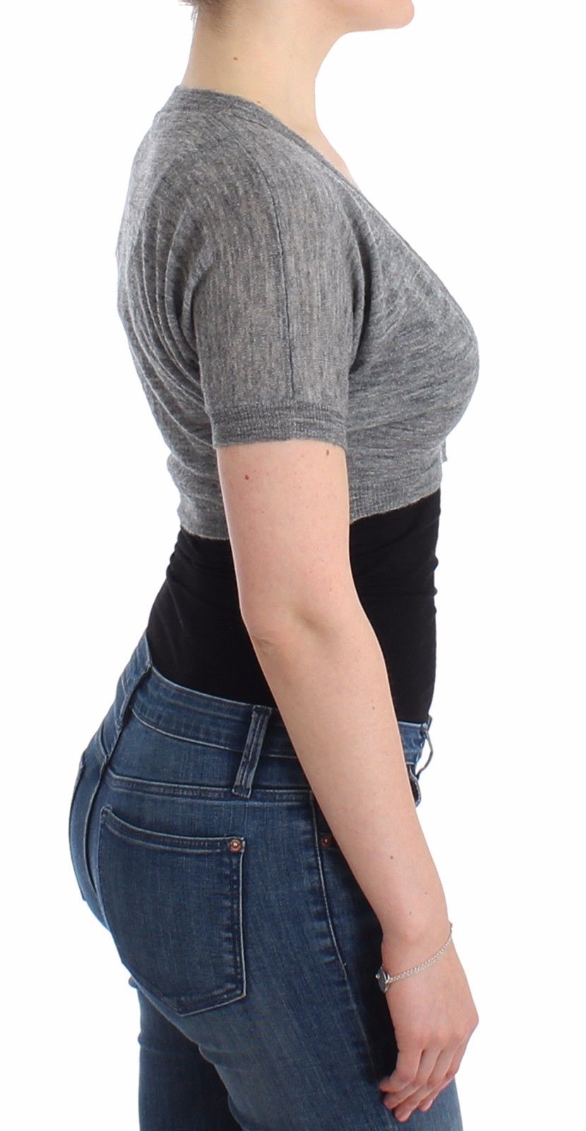 Dessous Strickpullover Strickjacke Bolero Grau