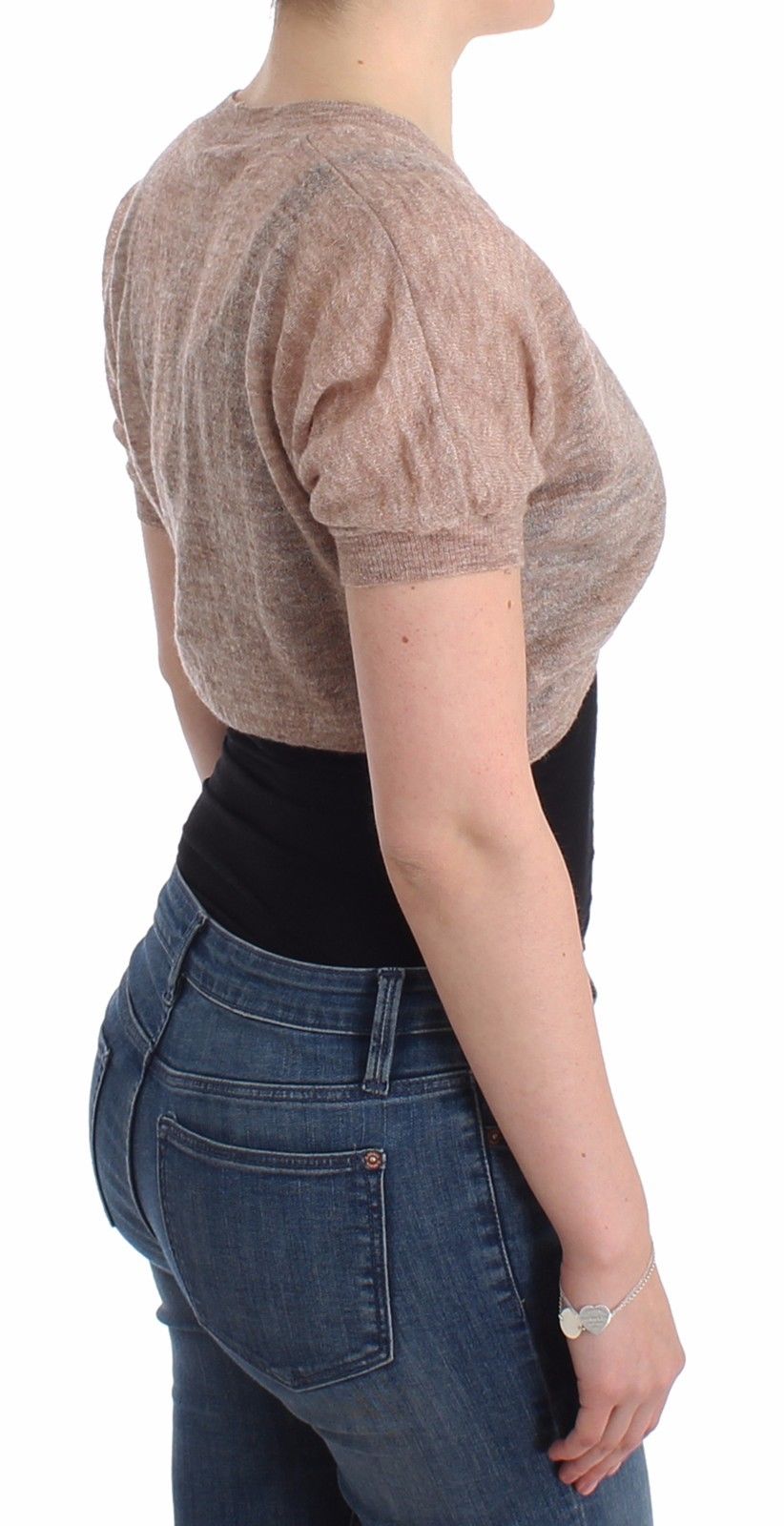 Unterwäsche Strickpullover aus brauner Wolle Strickjacke