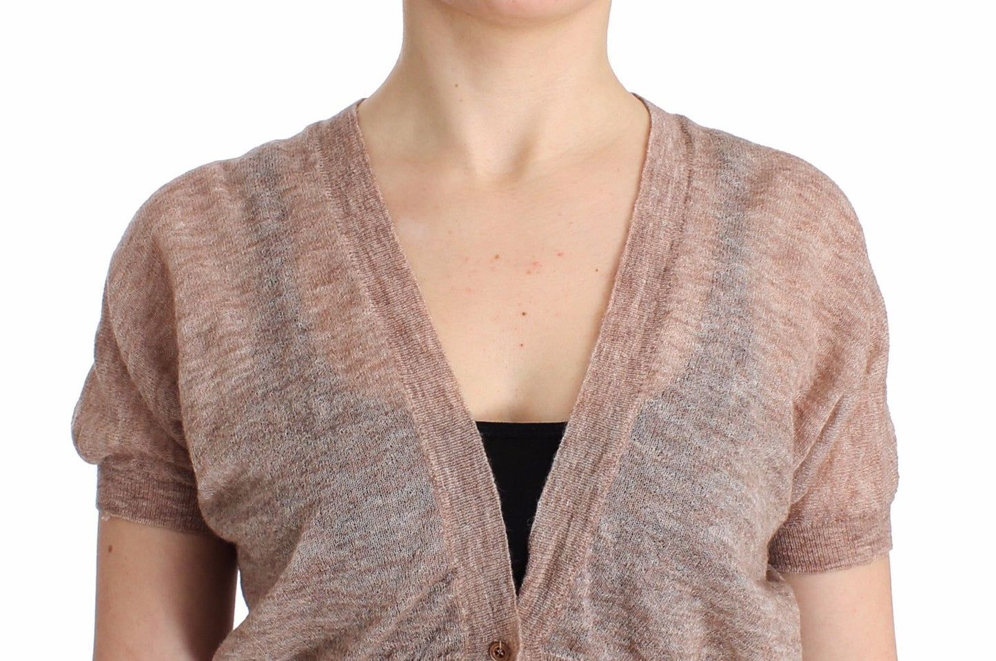 Unterwäsche Strickpullover aus brauner Wolle Strickjacke