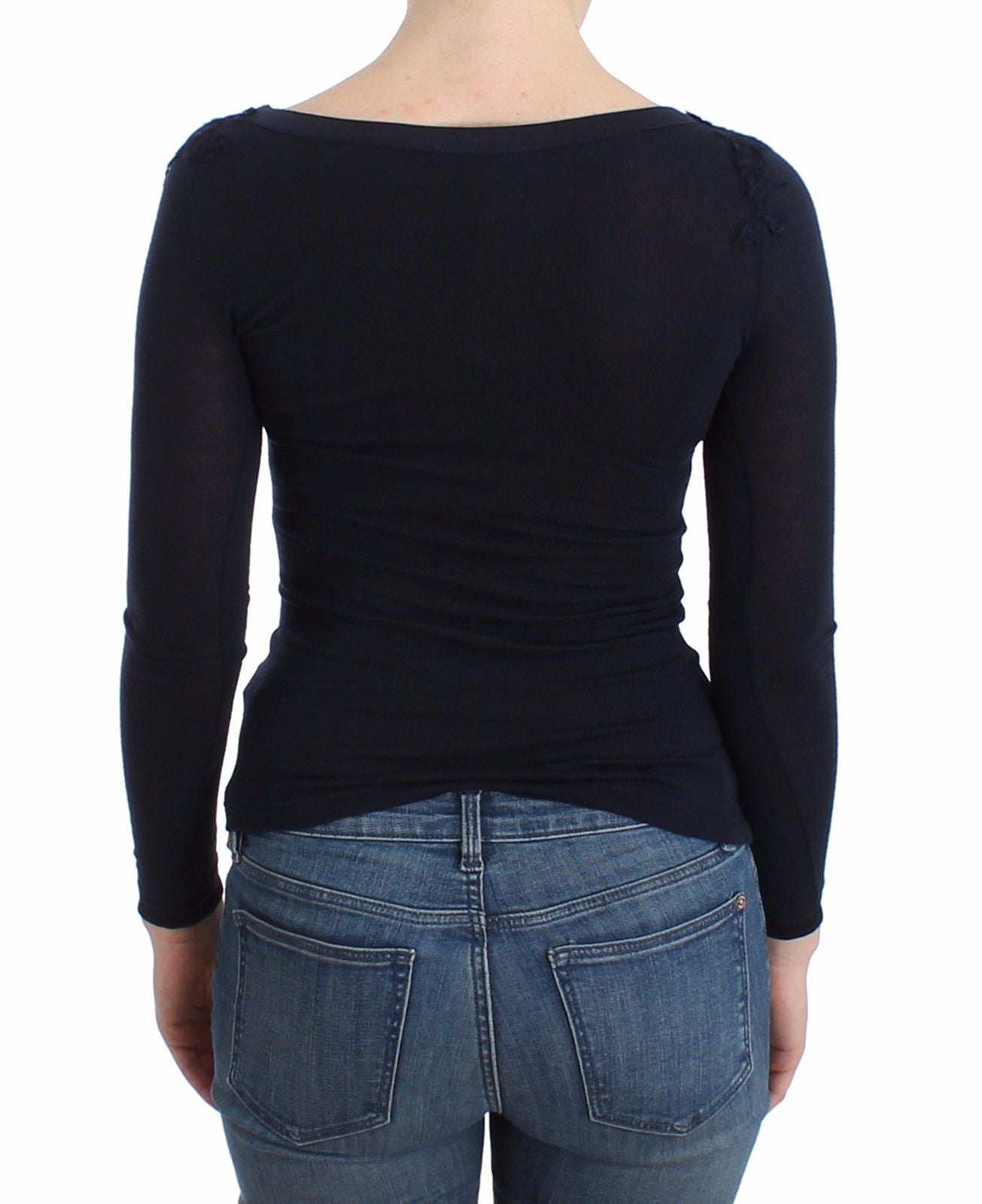 Dessous Blau Top Bluse Pullover Spitze Rayon