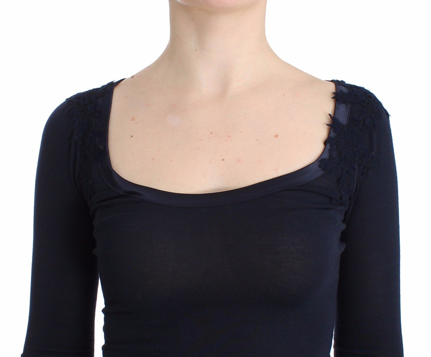 Dessous Blau Top Bluse Pullover Spitze Rayon