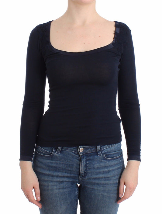 Dessous Blau Top Bluse Pullover Spitze Rayon
