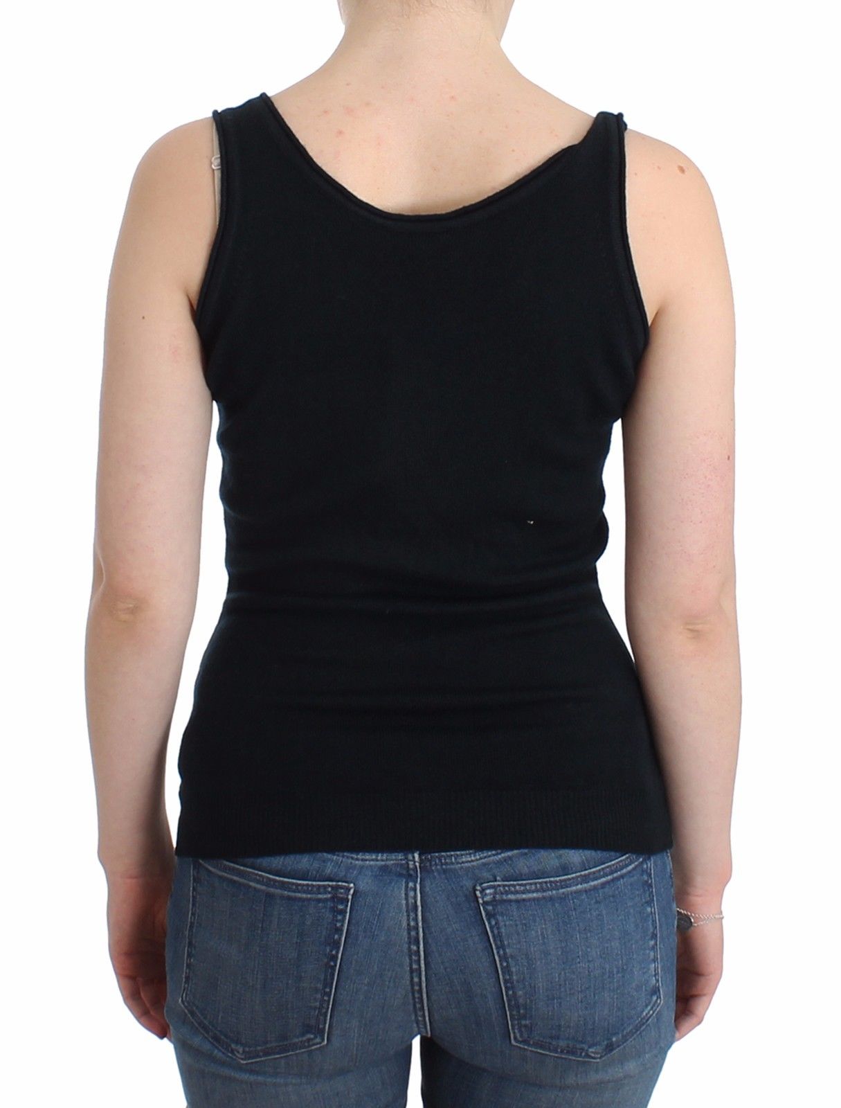 Schwarzes Stricktop Strickpullover 100% Kaschmir