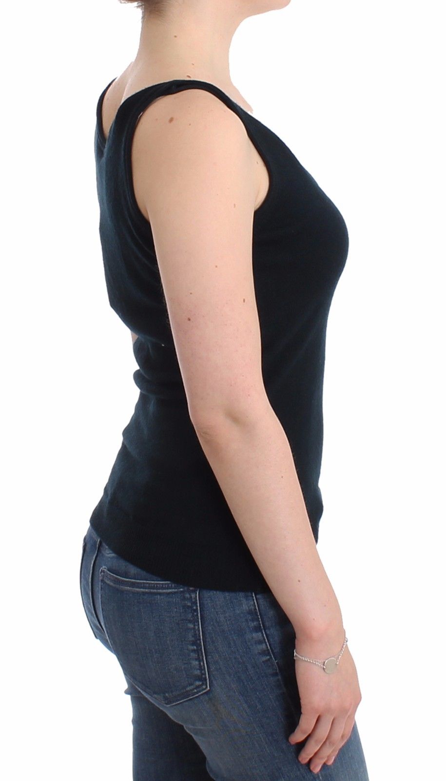 Schwarzes Stricktop Strickpullover 100% Kaschmir