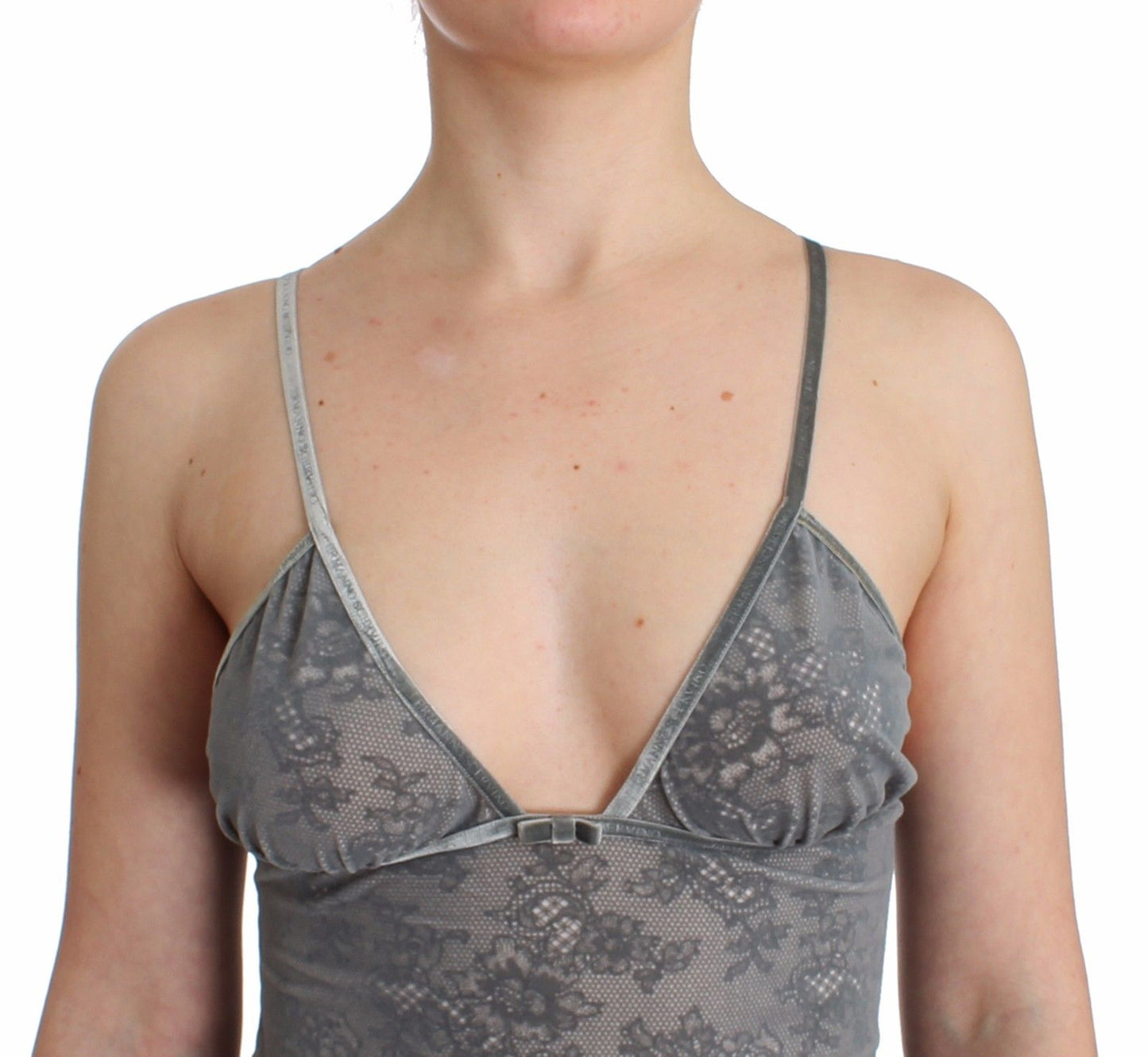 Dessous Grau Bustier Top Camisole Cami Spitze