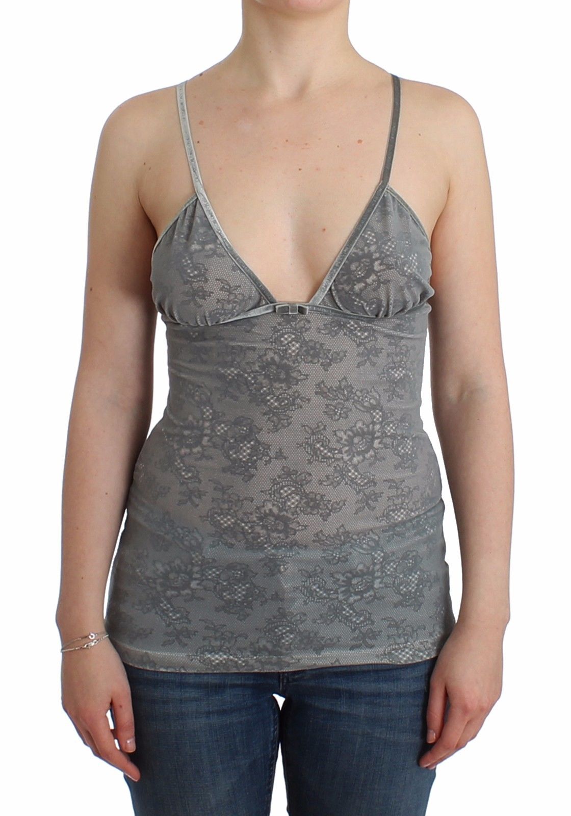 Dessous Grau Bustier Top Camisole Cami Spitze